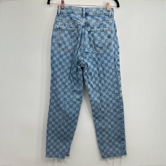 PacSun Checkerboard High-Rise Button Fly Straight Leg Crop Jeans Size 25 - Picture 4 of 7